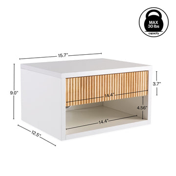Elise 15.71" Classic Contemporary Floating Wall Mounted Nightstand with Soft-Close Tambour Drawer and Cable Hole - JONATHAN Y